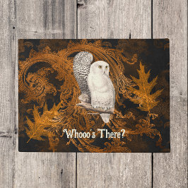 Snowy Owl, Orange Damask Halloween Fußmatte