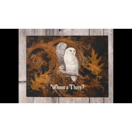 Snowy Owl, Orange Damask Halloween Fußmatte