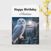 Snowy Owl Personalisiert Happy Birthday Karte (Gelbe Blume)