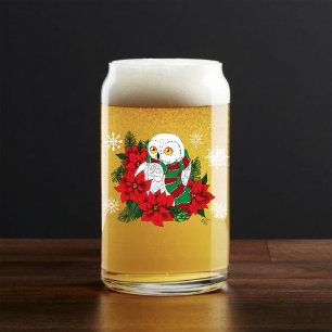Snowy Owl Red Poinsettias Weihnachten Dosenglas