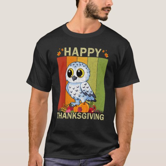Snowy Owl Retro Graphic Family Matching Thanksgiv T-Shirt (Vorderseite)