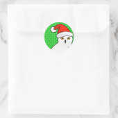 Snowy Owl Santa Runder Aufkleber (Tasche)