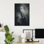 Snowy Owl Wall Art Printable Gothic Bird Painting Poster (Heimbüro)