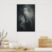 Snowy Owl Wall Art Printable Gothic Bird Painting Poster (Küche)