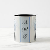 Snowy Owl Wasserfarbe mit Monogramm Zweifarbige Tasse (Mittel)