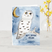 Snowy Owl Wasserfarbe Personalisiert Geburtstag Karte (Gelbe Blume)