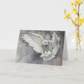 Snowy Owl Watercolor Wildlife Karte (Gelbe Blume)