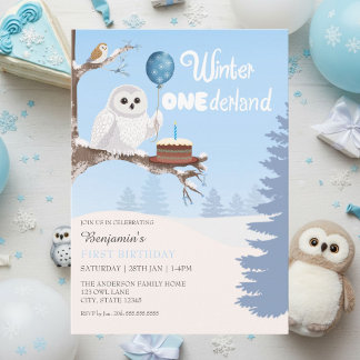 Snowy Owl Winter Onederland Birthday Einladung