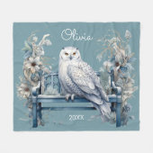 Snowy Owl Winter Personalisiert Fleecedecke (Vorderseite (Horizontal))
