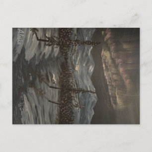 Snowy Owls and Dancing Aurora Postcard Postkarte