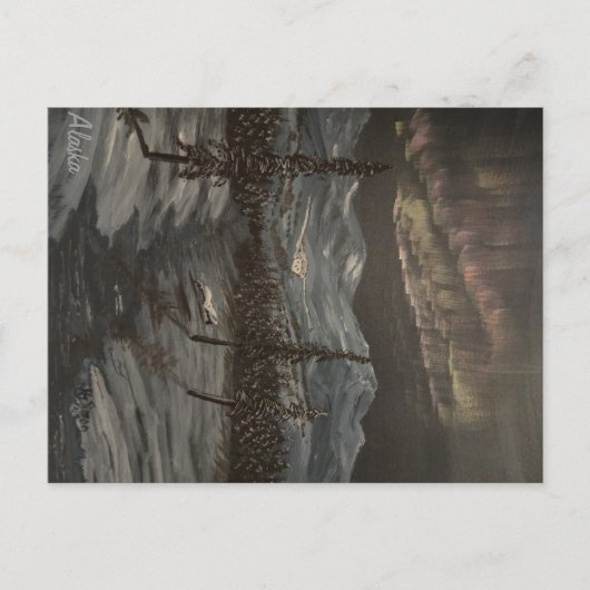 Snowy Owls and Dancing Aurora Postcard Postkarte (Vorderseite)