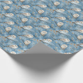 Snowy Owls auf Blue Geschenkpapier (Ecke)
