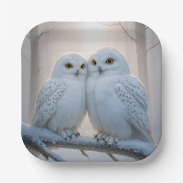 Snowy Owls On a Winter Branch Pappteller