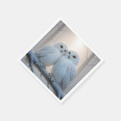 Snowy Owls On a Winter Branch Serviette (Ecke)