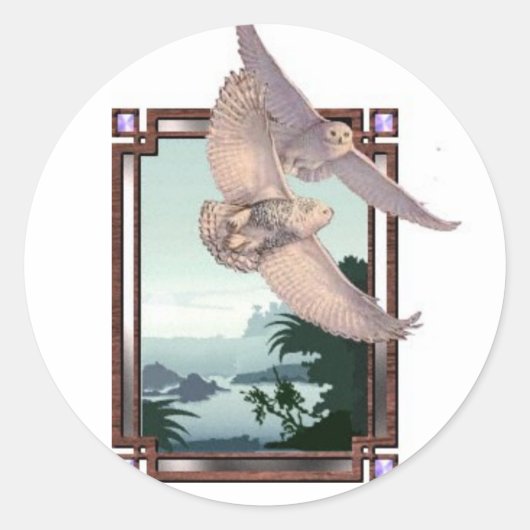 Snowy Owls Runder Aufkleber (Vorderseite)