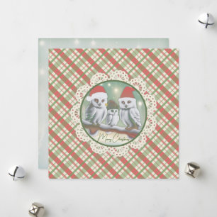 Snowy Owls Weihnachten Flat Holiday Card