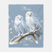 Snowy Owls Winter Personalisiert Fleecedecke (Vorderseite)