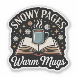 Snowy Pages Warm Mugs – Cozy Holiday Reading Aufkleber
