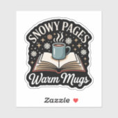 Snowy Pages Warm Mugs – Cozy Holiday Reading Aufkleber (Blatt)