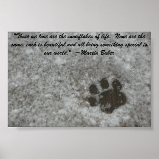 Snowy Paw Print Poster
