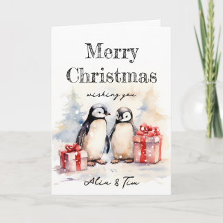 Snowy Penguins Weihnachtskarte Karte