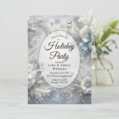 Snowy Petals in Frozen Bloom Holiday Party Einladung (Stehend Vorderseite)