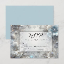Snowy Petals in Frozen Bloom Wedding RSVP Karte