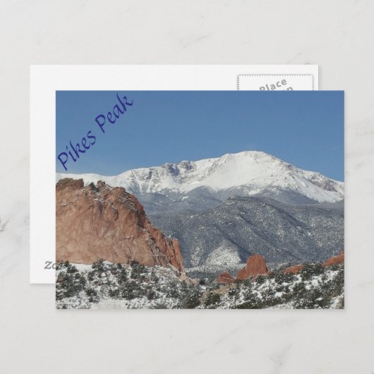 Snowy Pikes Peak Postcard Postkarte (Vorne/Hinten)