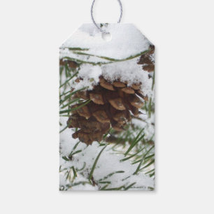 Snowy Pine Cone I Winter Nature Fotografy Geschenkanhänger