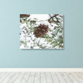 Snowy Pine Cone I Winter Nature Fotografy Leinwanddruck (Insitu (Holzboden))