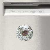 Snowy Pine Cone I Winter Nature Fotografy Magnet (In Situ (Geschirrspüler))