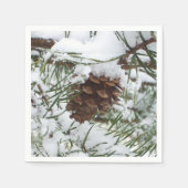 Snowy Pine Cone I Winter Nature Fotografy Serviette (Vorderseite)