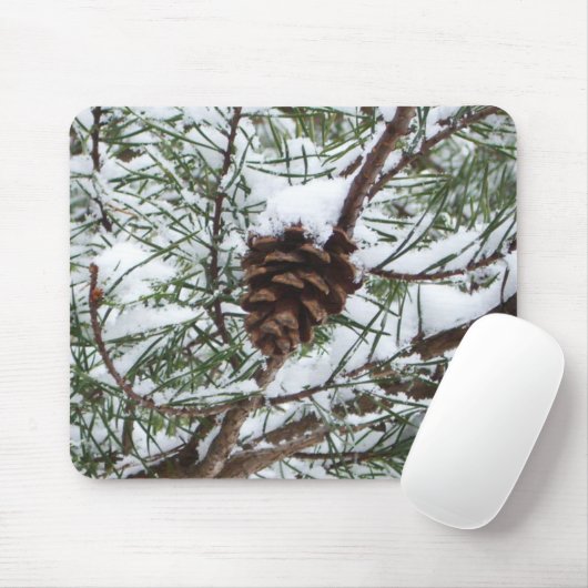 Snowy Pine Cone II Winterlandfotografie Mousepad (Mit Mouse)
