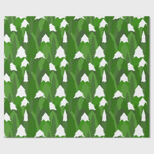 Snowy Pine Forest Geschenkpapier (Flach)