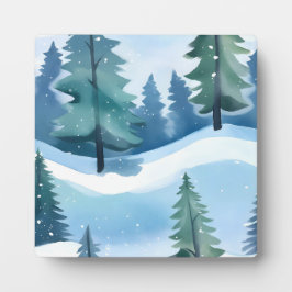 Snowy Pine Forest | Winterfarbe Fotoplatte