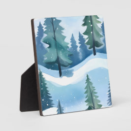 Snowy Pine Forest | Winterfarbe Fotoplatte