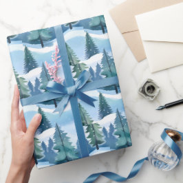 Snowy Pine Forest | Winterfarbe Geschenkpapier