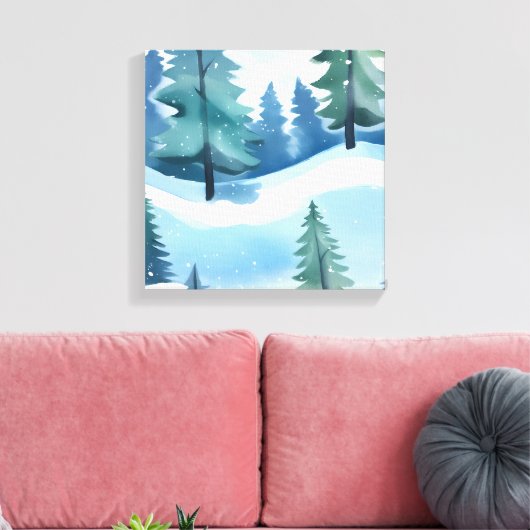 Snowy Pine Forest | Winterfarbe Leinwanddruck (Insitu (Wohnzimmer))