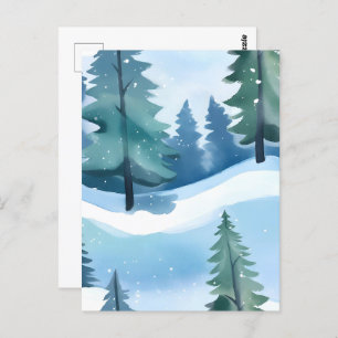 Snowy Pine Forest   Winterfarbe Postkarte