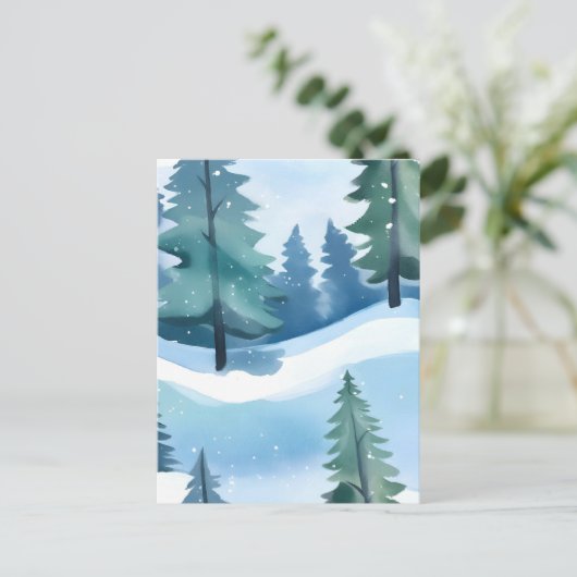 Snowy Pine Forest | Winterfarbe Postkarte (Stehend Vorderseite)