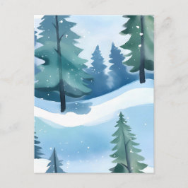 Snowy Pine Forest | Winterfarbe Postkarte