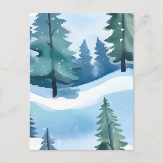 Snowy Pine Forest | Winterfarbe Postkarte (Vorderseite)
