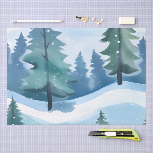 Snowy Pine Forest | Winterfarbe Seidenpapier (Handwerk)