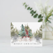 Snowy Pine Forest Woodland Frohe Weihnachten (Stehend Vorderseite)