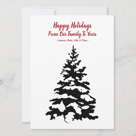 Snowy Pine Happy Holiday Card Feiertagskarte (Vorderseite)