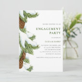 Snowy Pine Needles Engagement Party Einladung (Stehend Vorderseite)