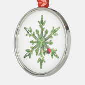 Snowy Pine Snowflake Silbernes Ornament (Links)
