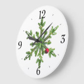 Snowy Pine Snowflake Weihnachten Große Wanduhr (Winkel)