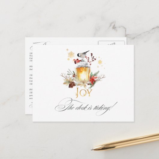 Snowy Pine & Spruce Weihnachtsfeier Erinnerung UAW Postkarte (Vorderseite/Rückseite Beispiel)