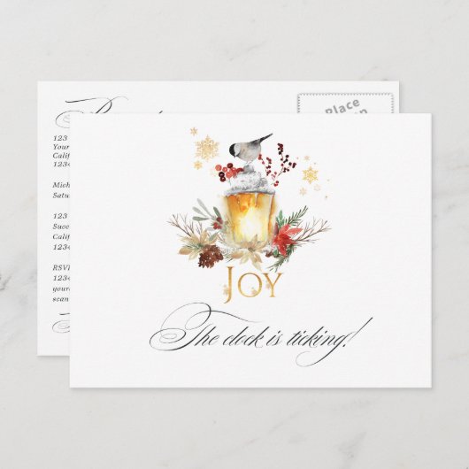 Snowy Pine & Spruce Weihnachtsfeier Erinnerung UAW Postkarte (Vorne/Hinten)